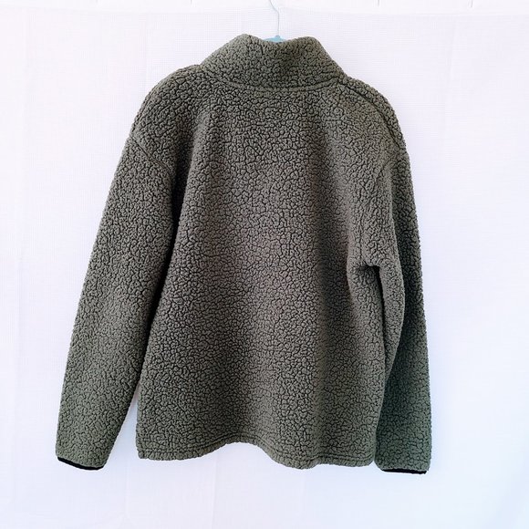 Victoria's Secret PINK Dark Green Fluffy Boyfriend Quarter Zip Pullover Sweater - Picture 6 of 10